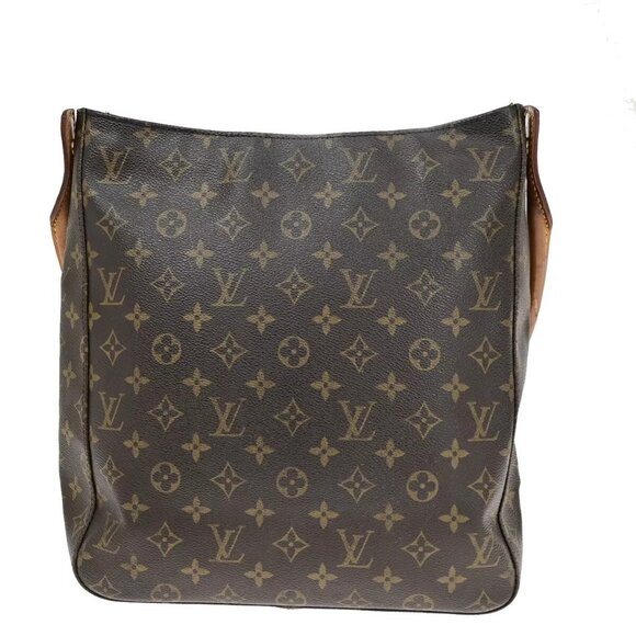 LOUIS VUITTON Logo Looping GM Shoulder Bag Monogram Leather Brown - Picture 15 of 16